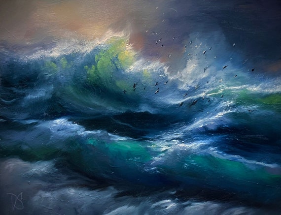 MOVING MOUNTAINS Print Seascape Canvas, Ocean Print, Storm Art 