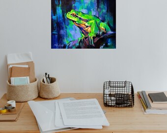 ART PRINT the Thinker | Canvas | Paper | Colorful Green Tree Frog