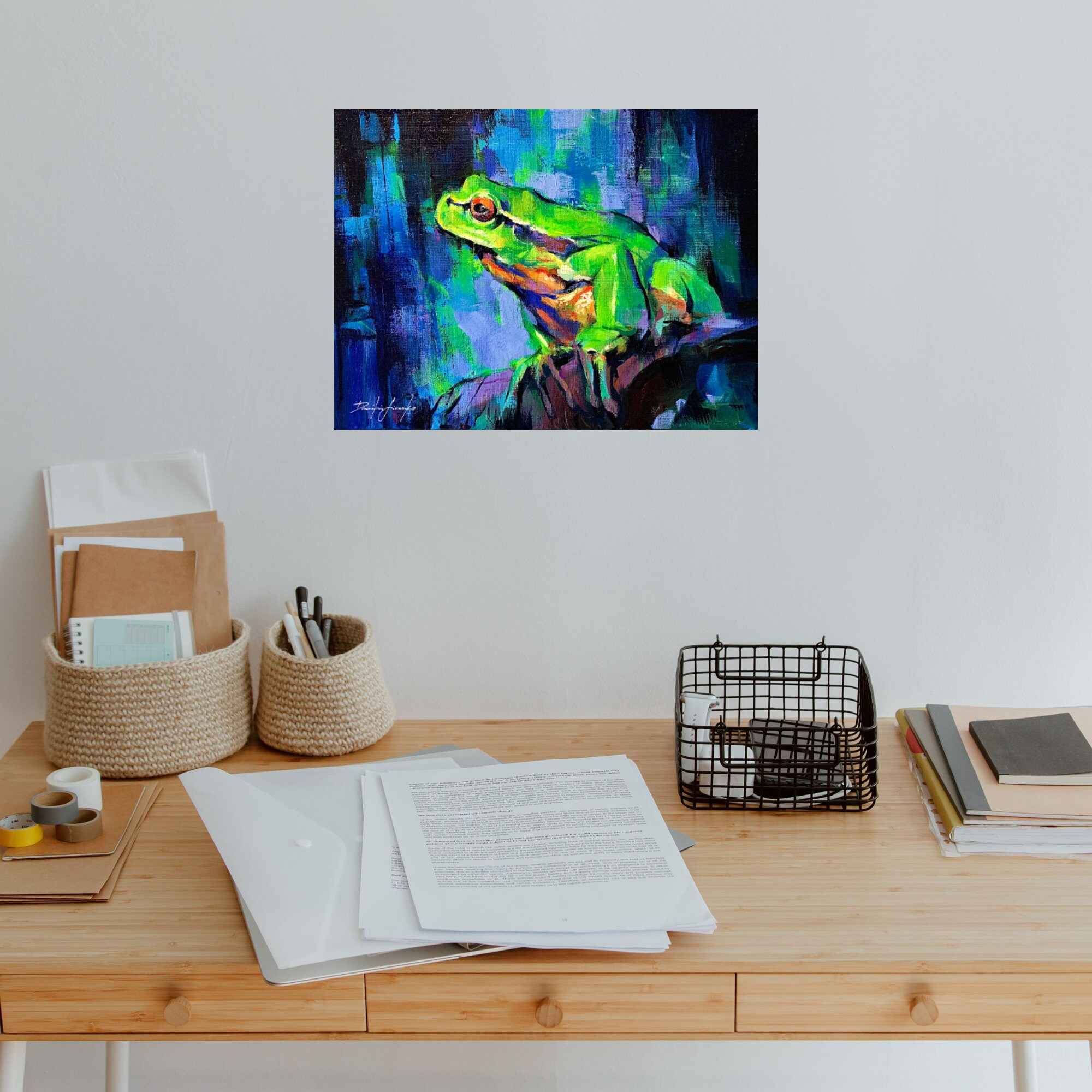 ART PRINT the Thinker | Canvas | Paper | Colorful Green Tree Frog