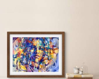 FRAGMENTS of REALITY Print | Portrait Canvas, Woman Portrait Print, Feminine Artwork, Surrealism Painting, Vibrant Colors