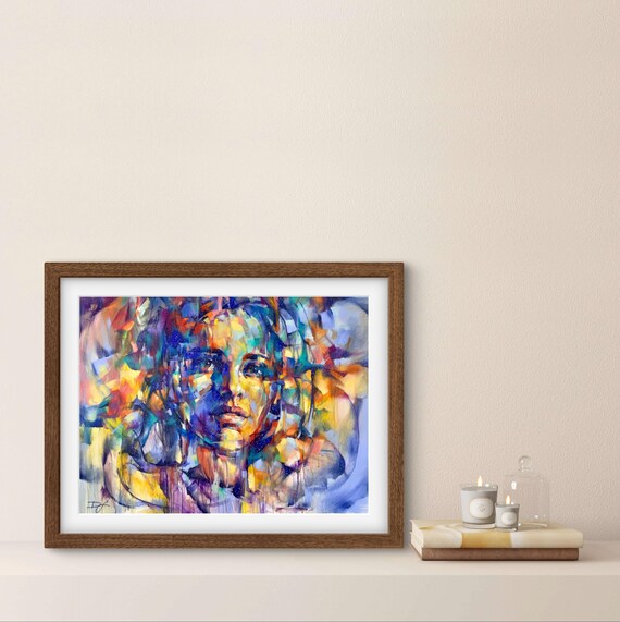 FRAGMENTS of REALITY Print | Portrait Canvas, Woman Portrait Print, Feminine Artwork, Surrealism Painting, Vibrant Colors