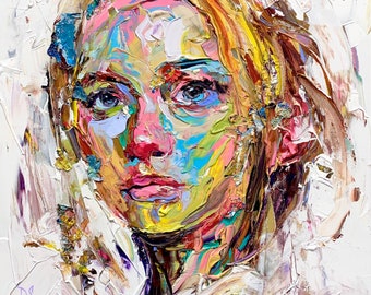 Impresión de paisajes oníricos, póster de retrato, pintura de retrato, retrato de oficina, arte de retrato femenino, lienzo de retrato abstracto