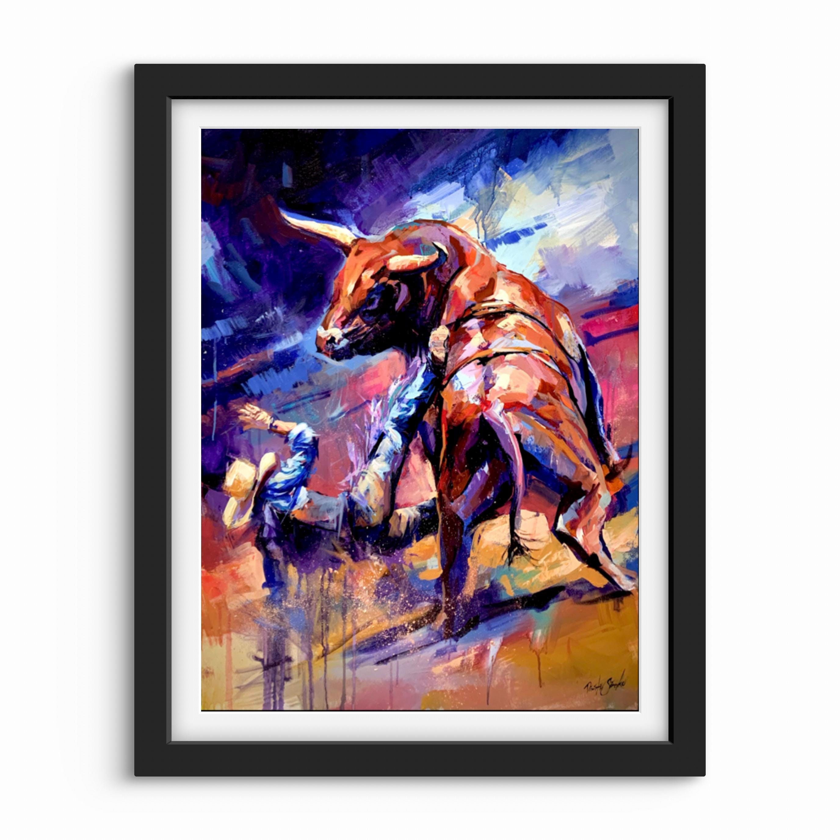 ART PRINT Unleashed | Canvas | Paper | Cowboy Bull Ox Wall Art