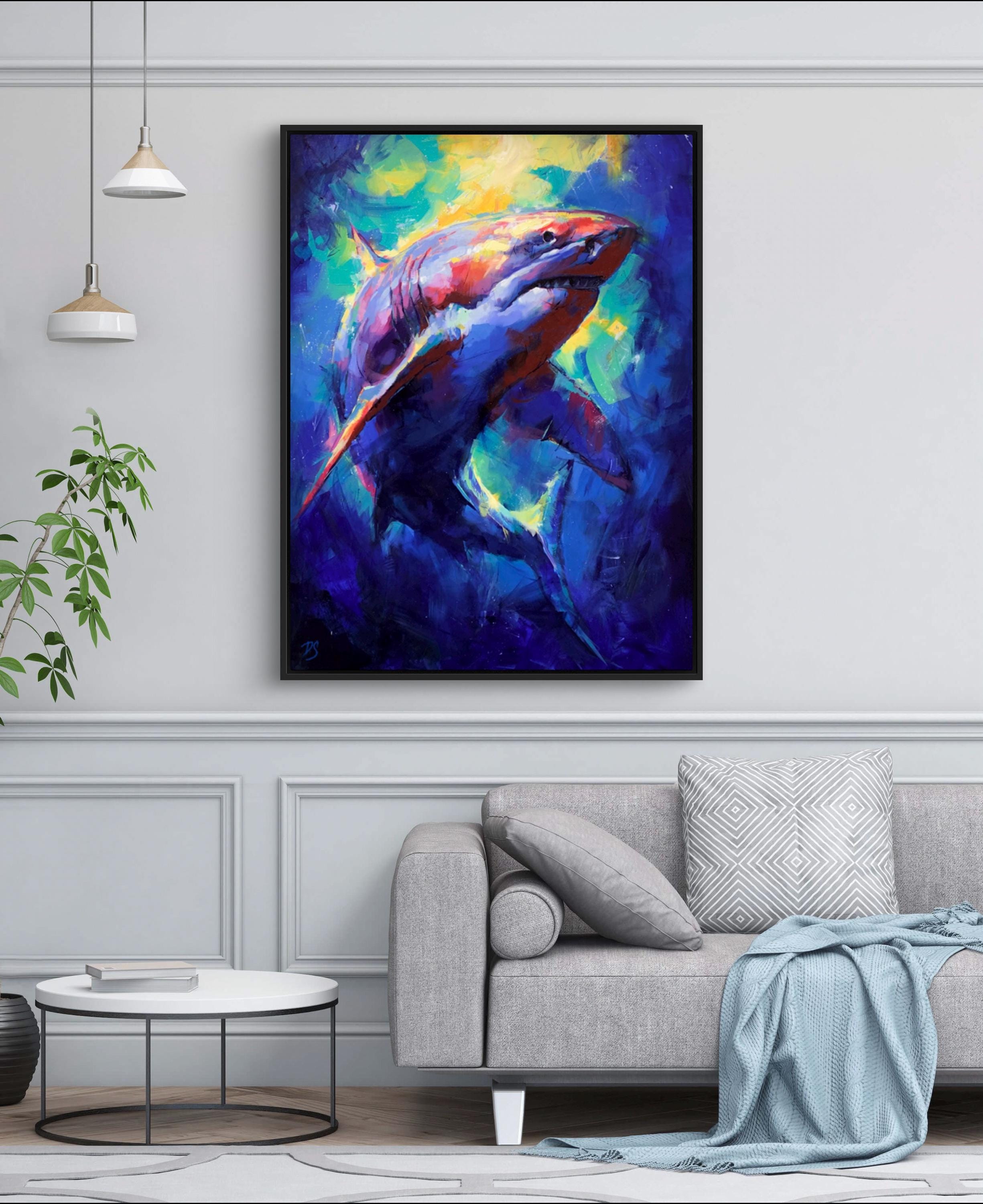 ホオジロザメ　アクリル画　原画 ホオジロザメ アクリル画 原画 ホオジロザメアクリル画原画