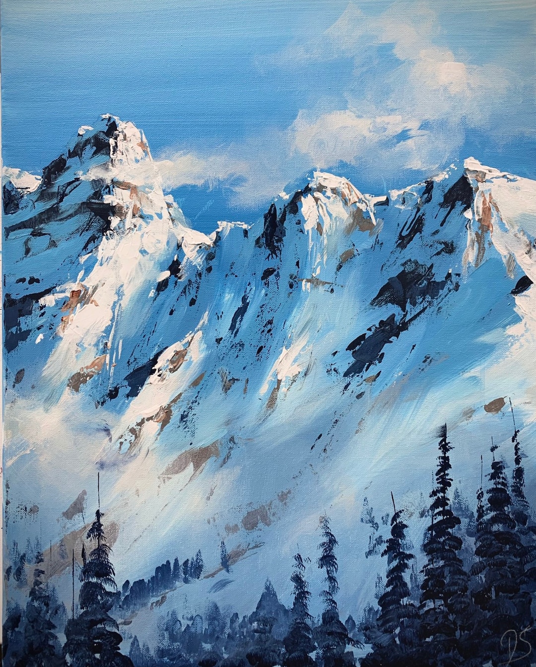 絵画 Winter Mountains ART PRINT Sunny Peaks | Canvas | Paper | Snowy Mountain Wall Art
