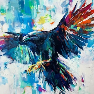 THE PROPHECY Print | Raven Canvas, Raven Portrait, Corvid Artwork, Black Bird Painting, Wildlife Art, Animal Portrait, Feathered Friends