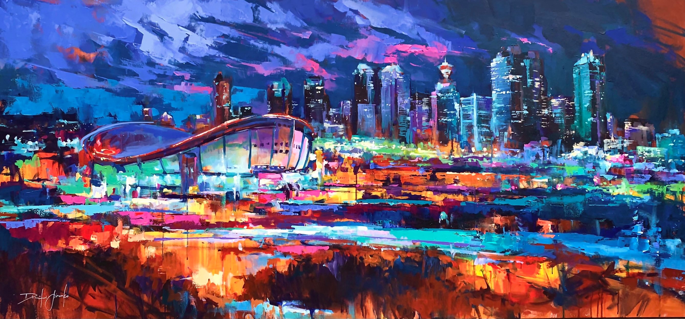 アンタイトルド・シティスケイプ (The Untitled Cityscape) ART PRINT Saddledome | Canvas | Paper | Calgary Downtown Skyline