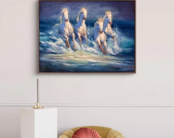 オリジナル絵画 オリジナル絵画 ローズタイタンズ 40x16インチ、雲のアート