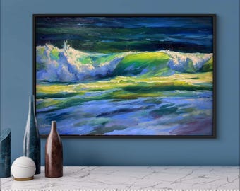 ORIGINAL PAINTING - "Curtains Of The Sea", Wave Painting, Wave Artwork, Wave Gifts, Wave Decoration, Waves Wall Art, Waves Home Decor