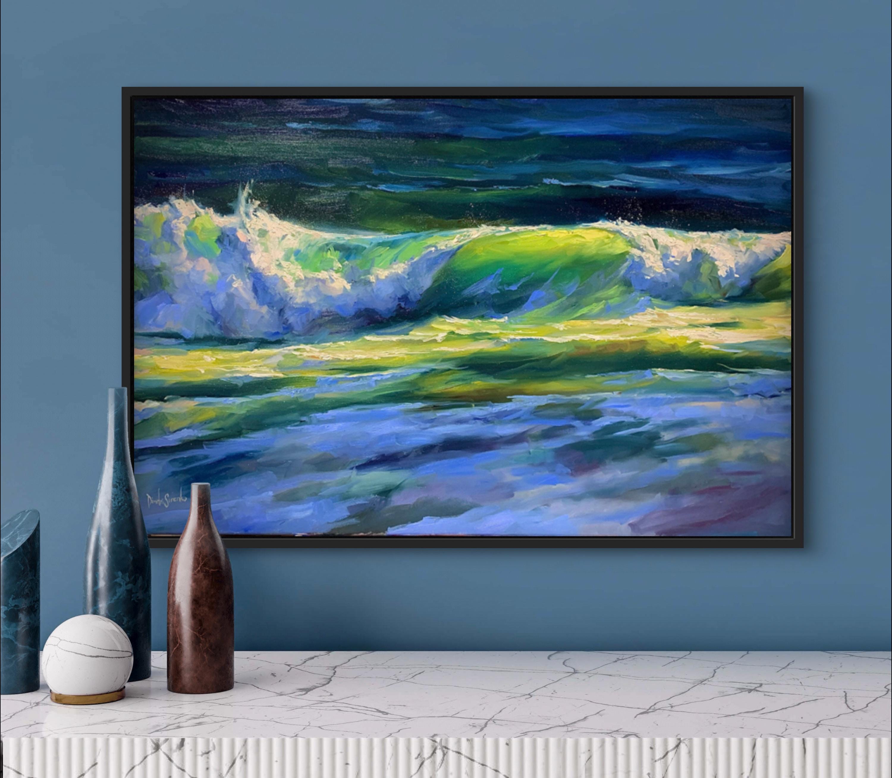 オリジナル絵画 - 「海のカーテン」、波の絵画、波のアートワーク、波