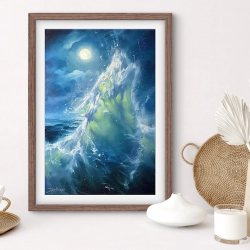 SOUL SEARCHING Print, Seascape Poster, Seascape Artwork, Wolf
