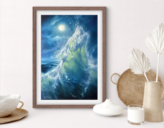 SOUL SEARCHING Print, Seascape Poster, Seascape Artwork, Wolf