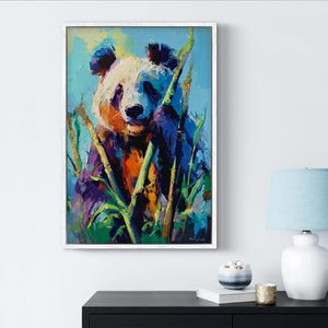 絵画 35 インチ パンダ ベア 油絵、白いキャンバスに描かれた 絵画 35 インチ パンダ ベア 油絵、白いキャンバスに描かれた