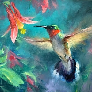 VELVET Print | Humming bird Print, Bird Wall Art, Bird Artwork, Nature and Animals, Vibrant Artwork, Tiny Wings Artwork, Feathered Friends