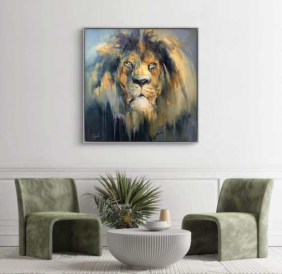 手書き油絵 七色のライオン 額付 絵画 インテリア 油彩画 手書き油絵 七色のライオン 絵画 インテリア 油彩画｜Yahoo