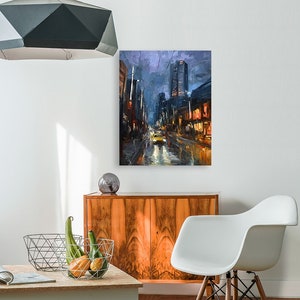 ORIGINAL PAINTING Welcome Back 24x30 oil on Canvas, Original Painting, City Painting, Cityscape Decor, Vancouver Art, cityscape Art image 1