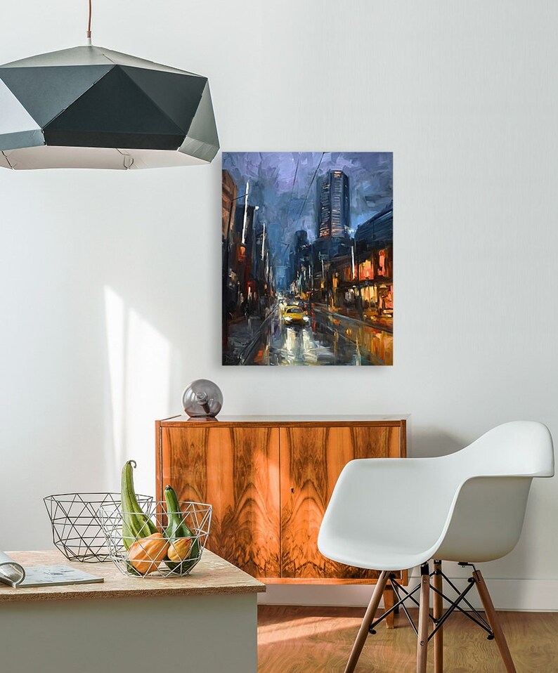 ORIGINAL PAINTING Welcome Back 24x30 oil on Canvas, Original Painting, City Painting, Cityscape Decor, Vancouver Art, cityscape Art image 1