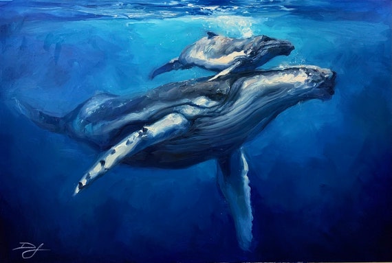 THE GUIDE Print, Whale Poster, Humpback Artwork, Whale Print