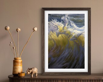 KUNSTDRUCK Die Flug | Keilrahmen | Papier | Adler Wand Kunst, Ozean Meerlandschaft Poster, Wellen Malerei, Küstenstrand Haus Wohnkultur