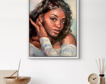 オリジナル油絵 女性の肖像画 キャンバス 16x20インチ - Etsy 日本