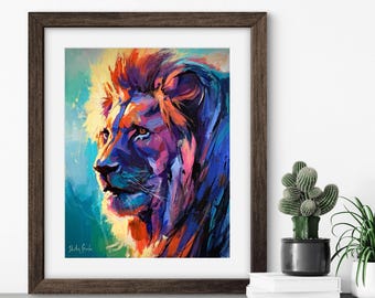 THE KING Print | Lion Print, Safari Animals, Lion Portrait, Wild Animal, King of the Jungle, African Animals, African Wildlife, Savanna Lion