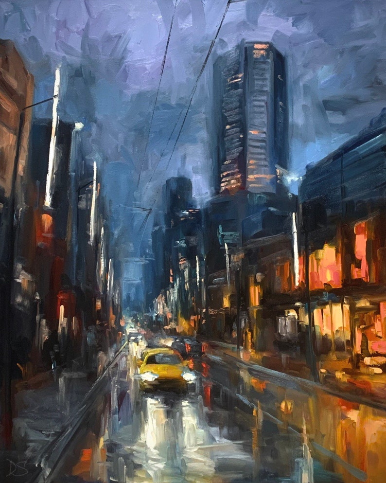 ORIGINAL PAINTING Welcome Back 24x30 oil on Canvas, Original Painting, City Painting, Cityscape Decor, Vancouver Art, cityscape Art image 2