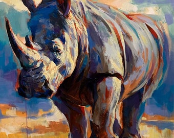 RHINO 3 Print | Rhino Art Print, African Wildlife Art, Rhino Home Decor, Rhino Canvas Print, Safari Rhino Artwork, Rhino Poster