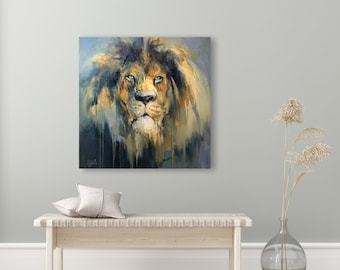 ORIGINAL PAINTING - "Weary And Proud" 36x36", Lion Painting, Lion Artwork, Lion Decoration, Lion Oil, Lion Art, Lion Home Decor