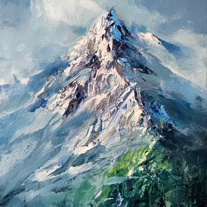 In de wacht gezet voor Jacob ORIGINEEL SCHILDERIJ - "Lone Giant" 12x16" mountain Painting, Mountain Artwork, Mountain Decoration, Mountain Original