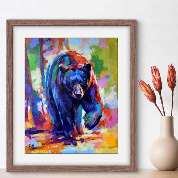 THE GENTLEMAN Print | Bear Print, Black Bear Portrait, Grizzly Bear Artwork, Wild Animal, Animal Portrait, Nature and Animals, Wildlife