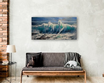 Original Oil Painting - "Poseidon’s Messengers", Wave Painting, Wave Decoration, Seascape Art, Sea Surf Decor, Ocean Art, Tidal Waves