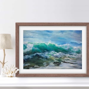 KUNSTPRINT De oplossing | Canvas | Papier | Kunst aan de muur oceaan zeegezicht, vloedgolf poster, Coastal Beach House woondecoratie, nautisch water schilderij