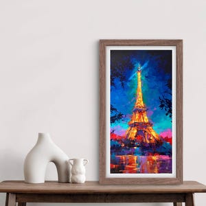 KUNSTDRUCK Eiffelturm | Keilrahmen | Papier | Paris Frankreich Wand Kunst, Bunte Landschaft Poster, Moderne Wohnkultur, Stadtansicht Gemälde