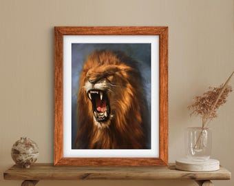LION HEART prints, Lion Print, Lion Canvas, Lion Wall Art, Lion Poster, Lion Art, Lion Home Decor, Lion Gifts, Small Lion Print, Lion Decor