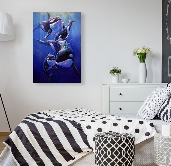 アートプリント シャチファミリー | キャンバス | 紙 | シャチ