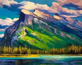 SLOPES OF RUNDLE Print | Banff Print, Mountain Wall Art, Mountains Painting, Mount Rundle Art, Canadian Rockies, Landscape Art