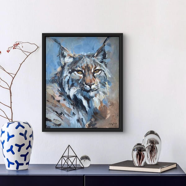 ORIGINAL PAINTING - "Old Soul" 16x20", Cat Painting, Lynx Artwork, Wild cat Decoration, Lynx Original Painting, Feline Art, Cat Home Decor