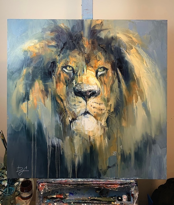 名画彫刻画ライオンLION