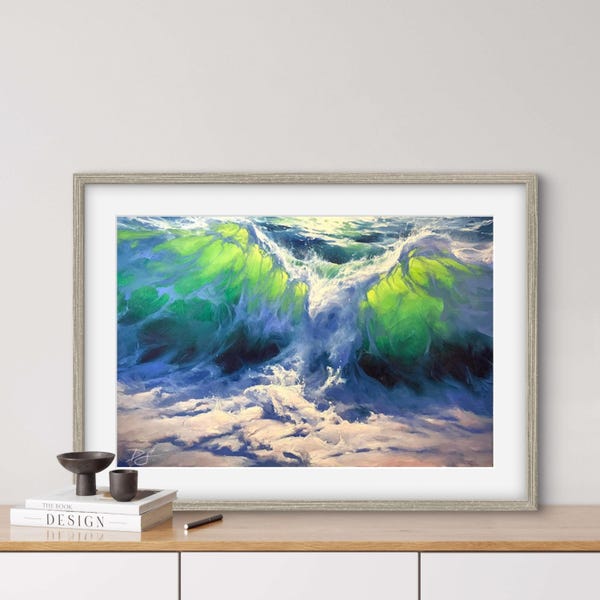 THE HUNT Print | Seascape Poster, Seaside Artwork, Ocean Print, Ocean Tides, Sea Waves Artwork, Eagle Inspired, Nature and Animals