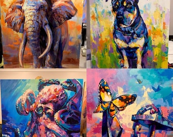 Custom Painting 16x20, 18x24, 20x24, 24x24, 22x28, 24x30, 30x30, 30x36, 30x40, 36x48 Portraits, Animals