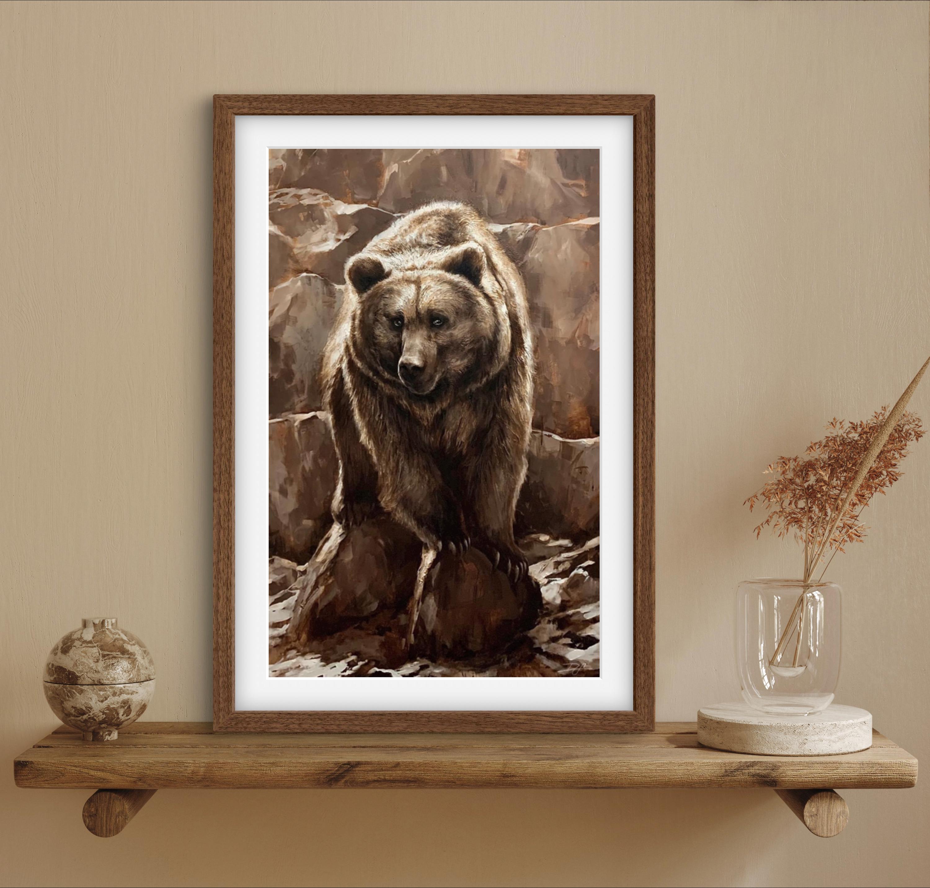 ART PRINT Quarry Watcher | Canvas | Paper | Grizzly Bear Wall Art