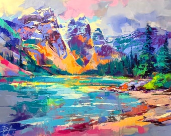 アート・デザイン・音楽 TRANSIT The Landscapes / The Portraits ART PRINT Moraine | Canvas | Paper | Lake Mountains Wall Art