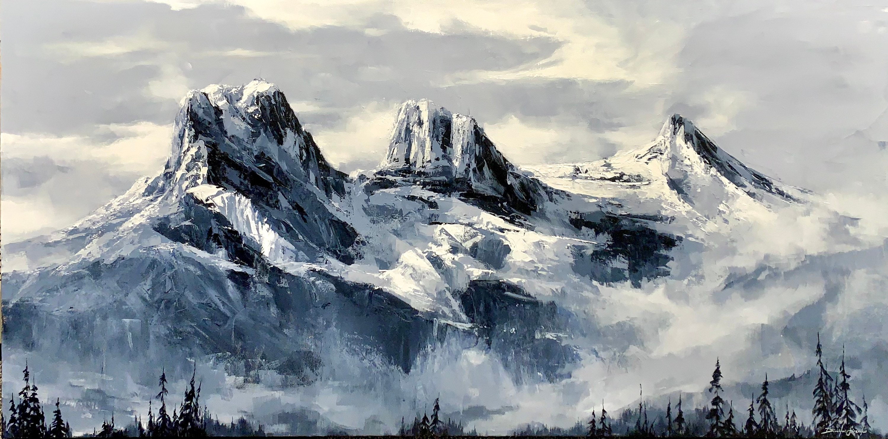 CANMORE SISTERS Print | Banff Landscape, Canadian Rockies, Three