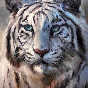 OLD FRIEND Print | Tiger Print, White Tiger Portrait, Wild Animals, Wildlife Print, Majestic Animal Portrait, Asian Tiger