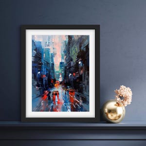 RED FIREFLIES Print | Cityscape Canvas, Cityscape Home Decor, Modern Urban Decor, Urban Landscape, Urban Night Scene