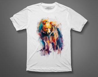 Grizzly Bear Shirt, Unisex T-Shirt, Colorful Bear Print, Wildlife Clothing, Animal Tee