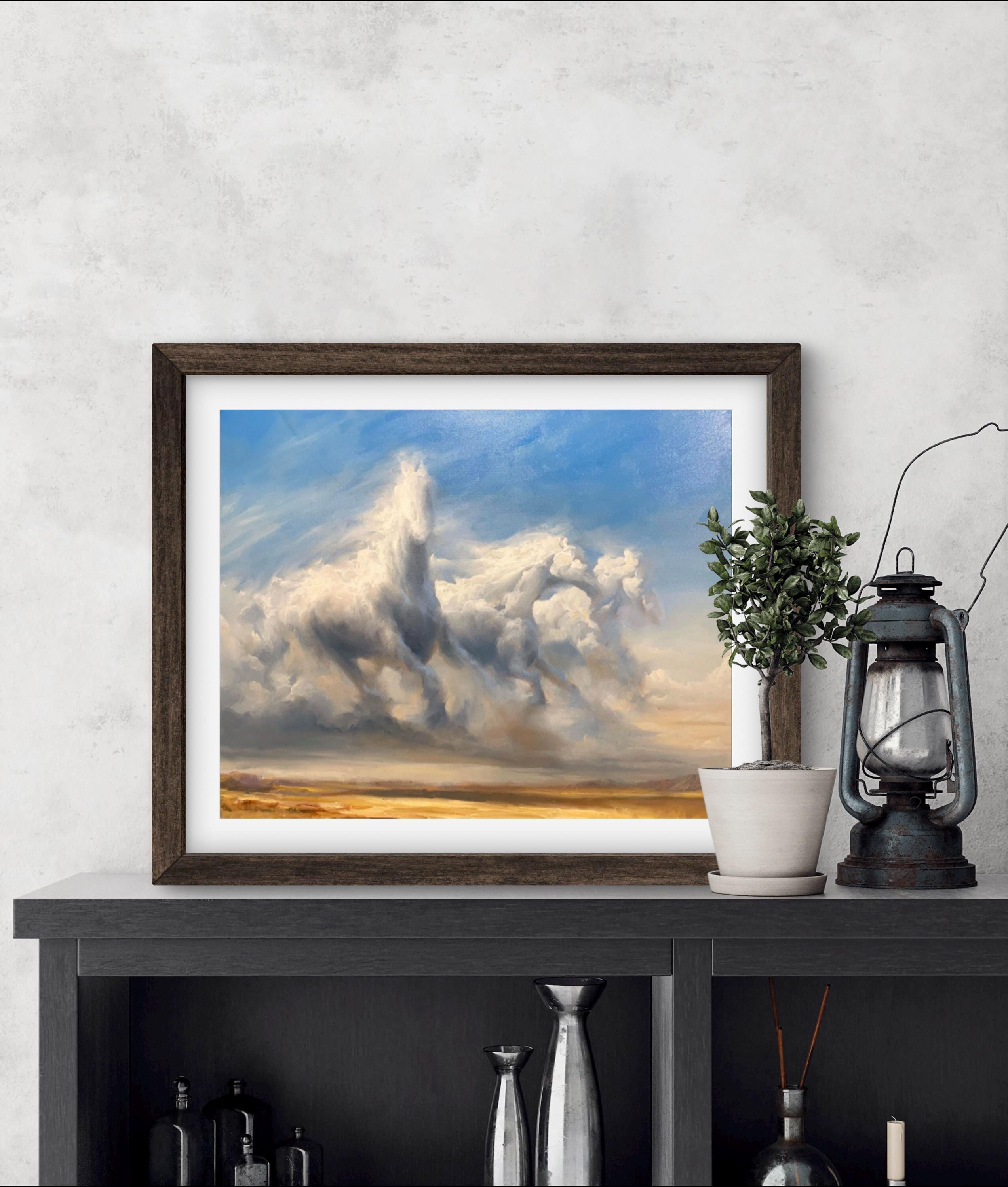 アートプリント 馬の雲 | キャンバス | 紙 | 風景壁アート、馬術の雲の