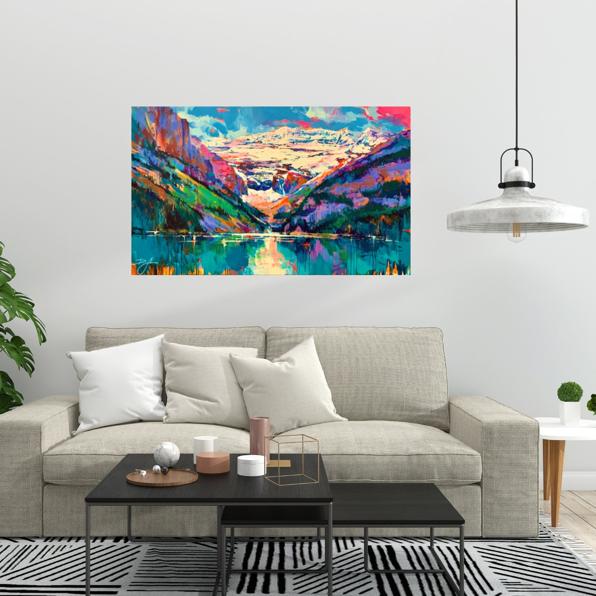 絵画　John Greco 作 LAKE Louise カナダ レイク・ルイーズ John Greco Art