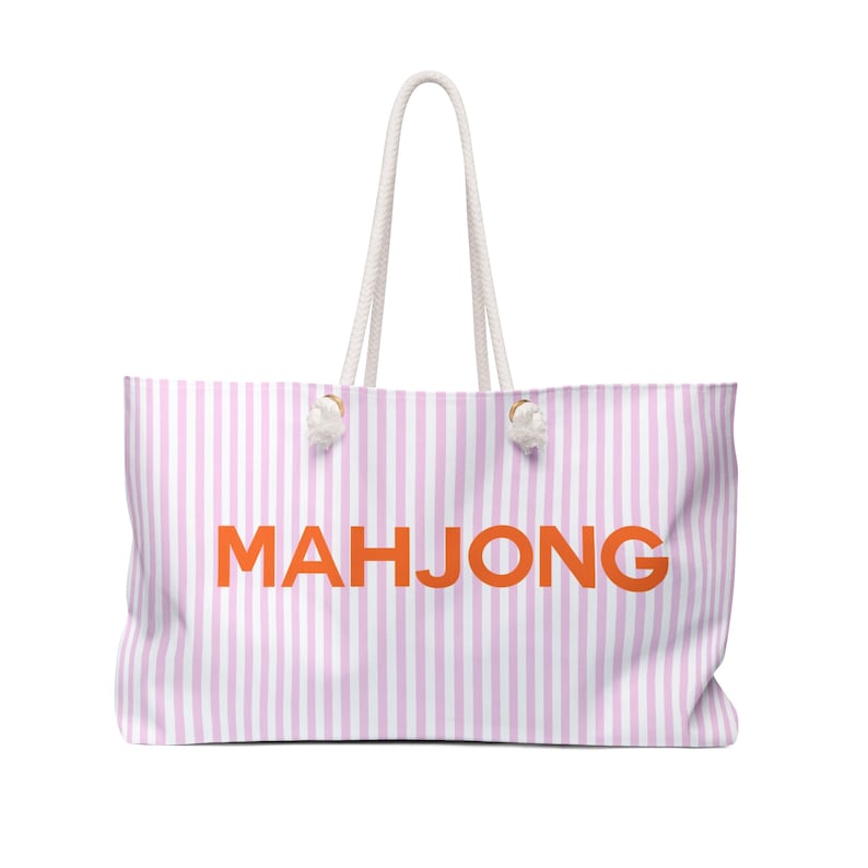 MAHJONG TOTE für Tiles & Racks in Rosa GESTREIFT mit Orange Bild 1