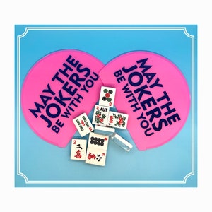 Mescolatore di tessere Mahjong Extra Firm Rosa e Blu Navy [Set di 2] Carte Mahjong Whimsy